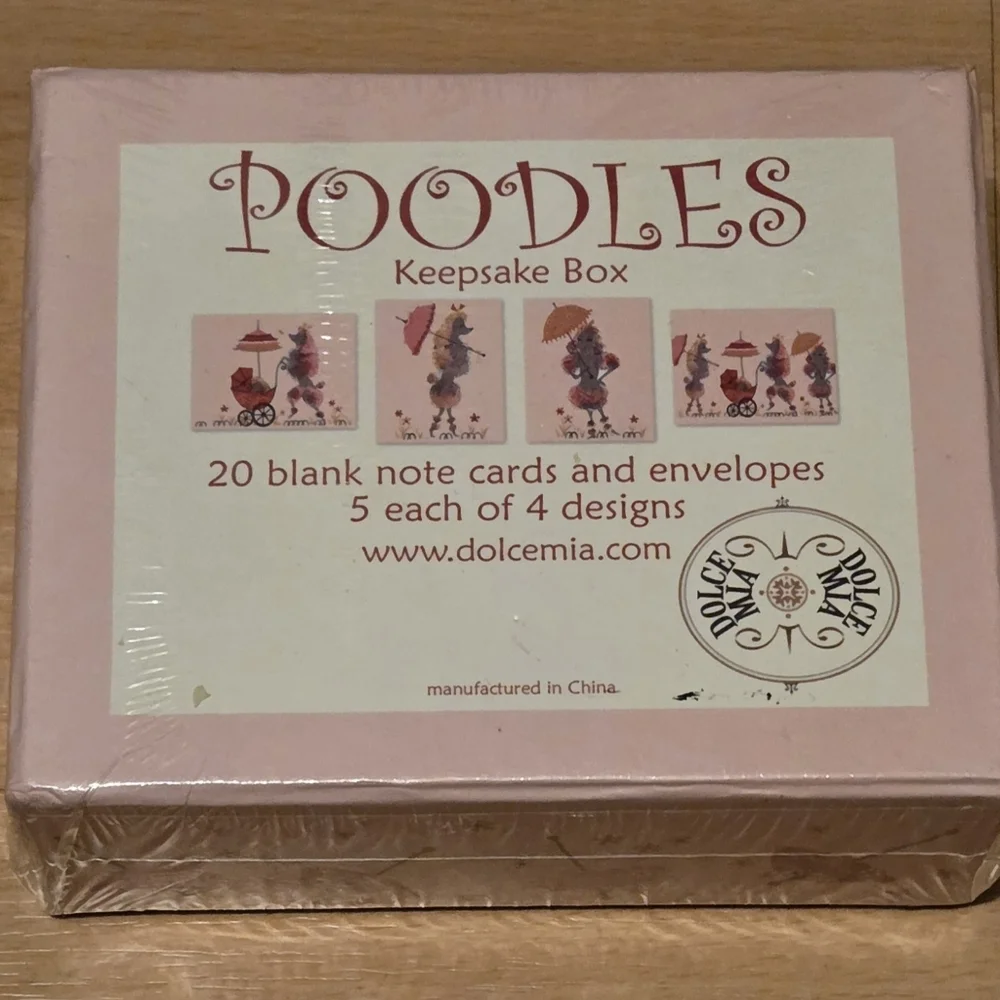 Vintage 20 Blank Note Cards/Envelopes Featuring Poodles In A New Keepsake Box